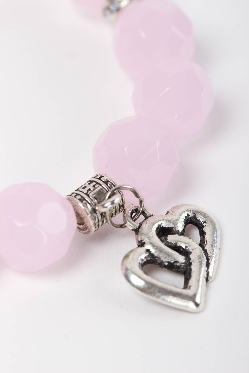 Bracelet pierres naturelles Bijou fait main en quartz rose Accessoire femme photo 3