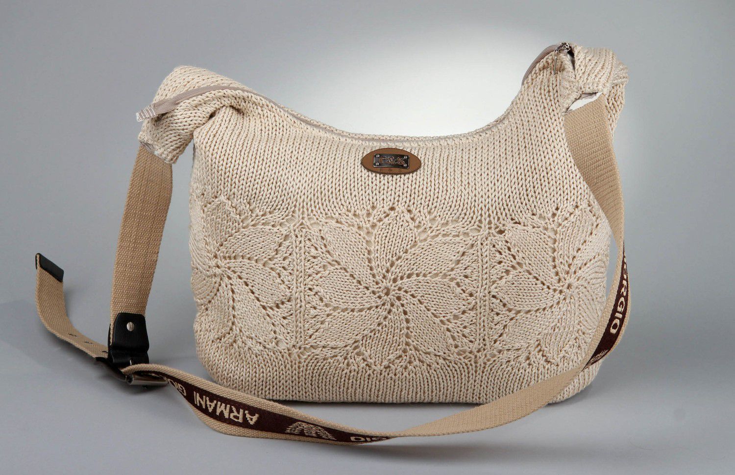Knitted cotton handmade bag photo 3