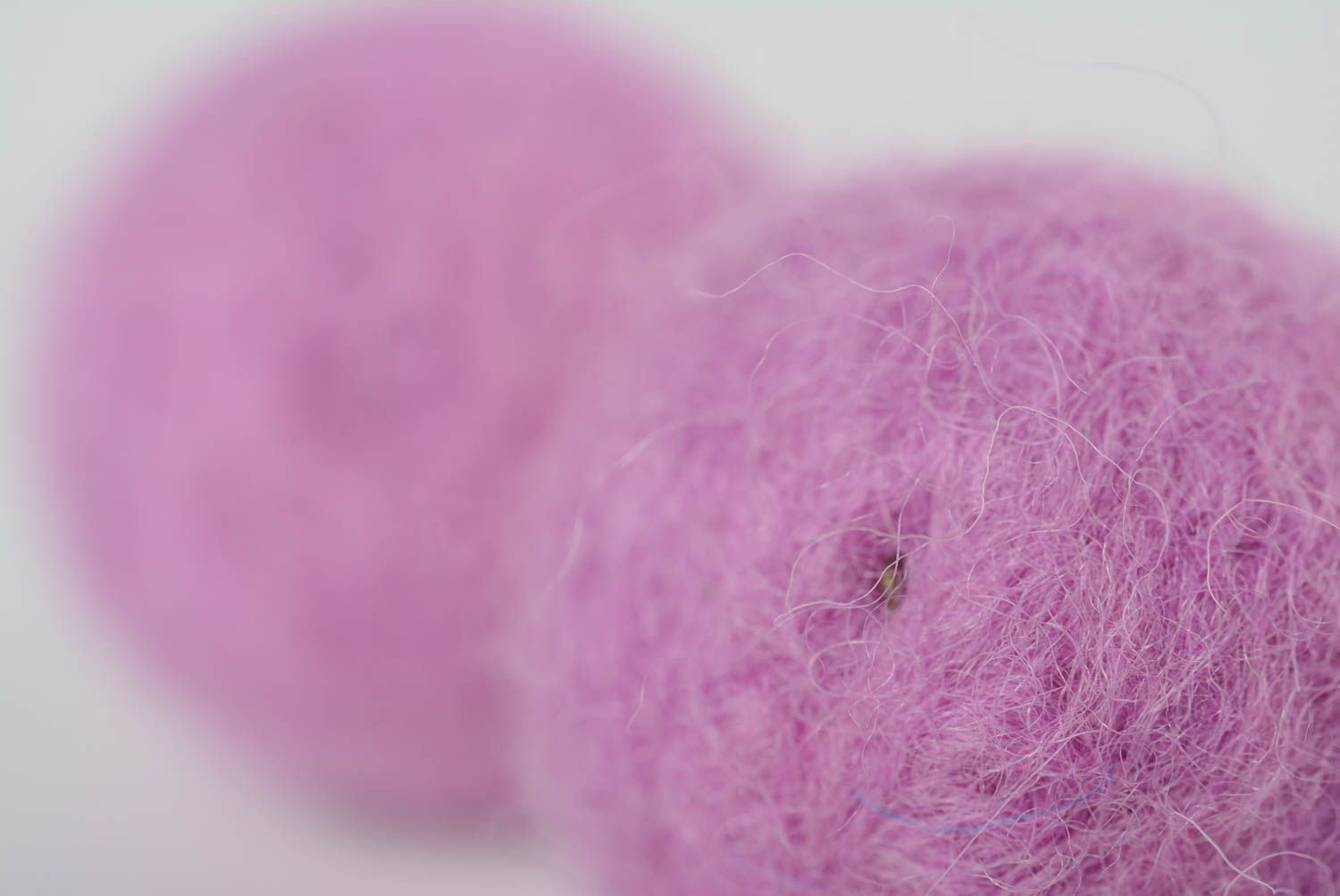 Beautiful handmade designer felted wool ball earrings of lilac color photo 4