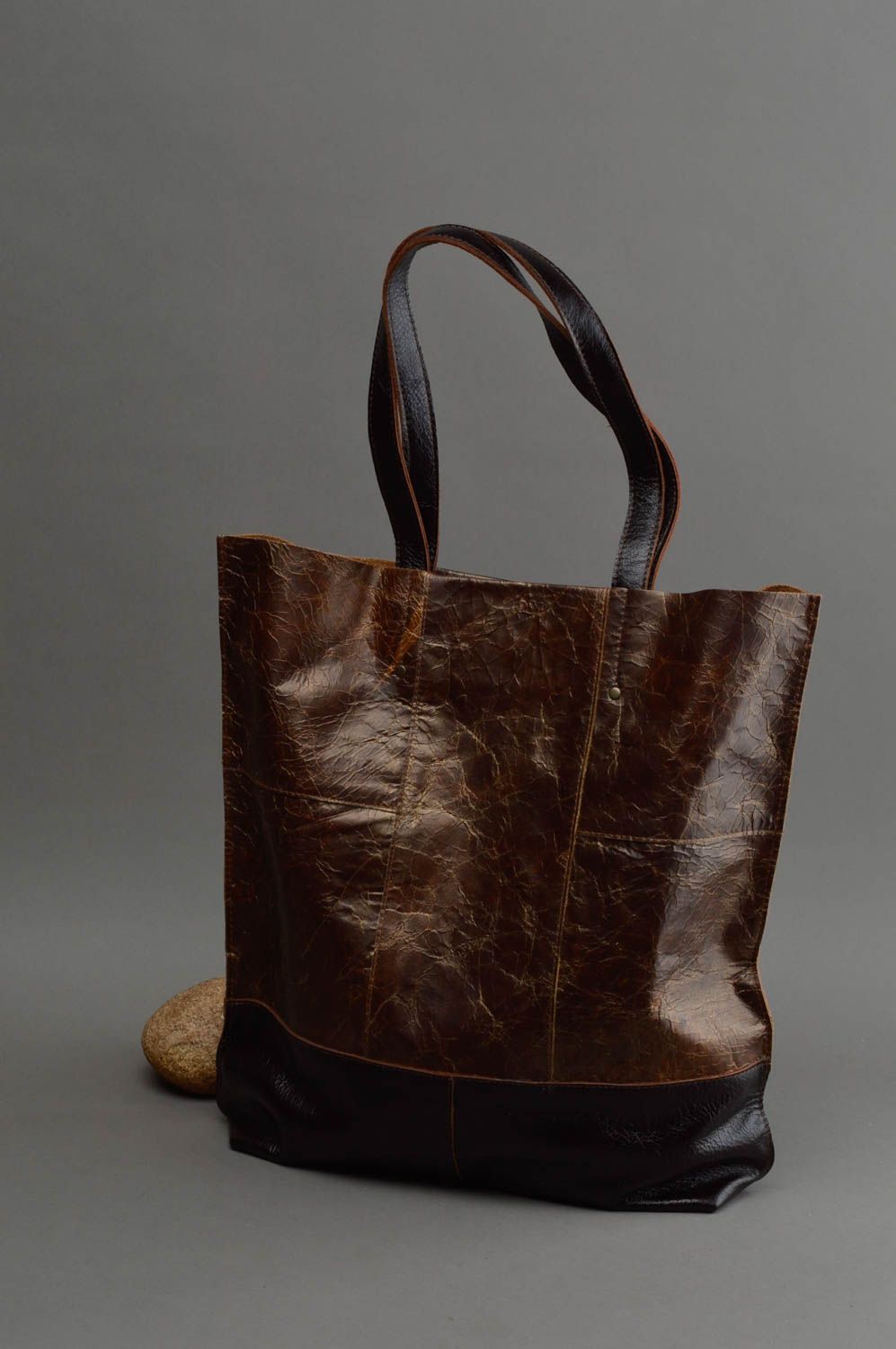 Женская оригинальная сумка из натуральной кожи ручной работы коричневая   фото 1