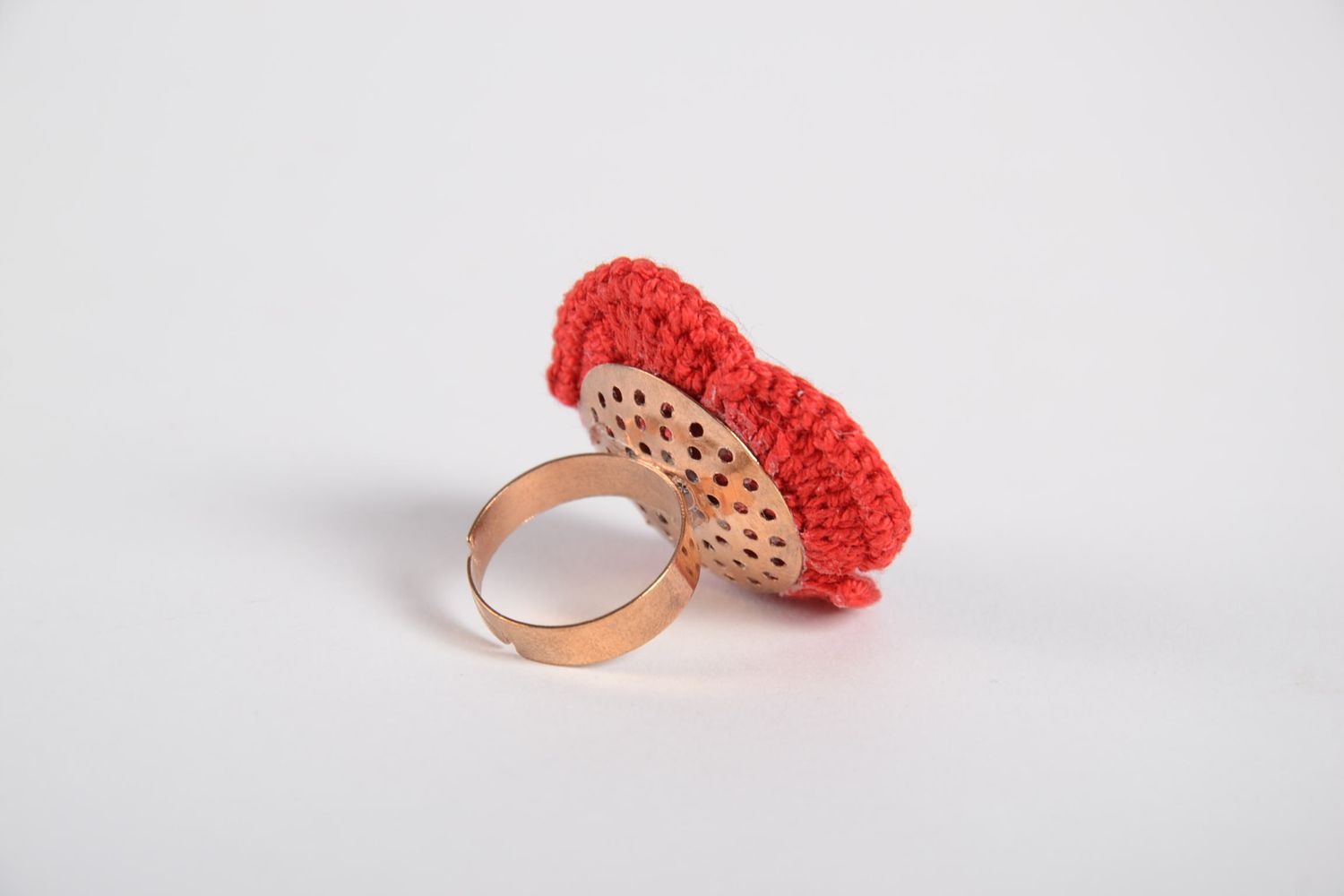 Вязаное украшение кольцо ручной работы с натуральным камнем бижутерия кольца фото 3
