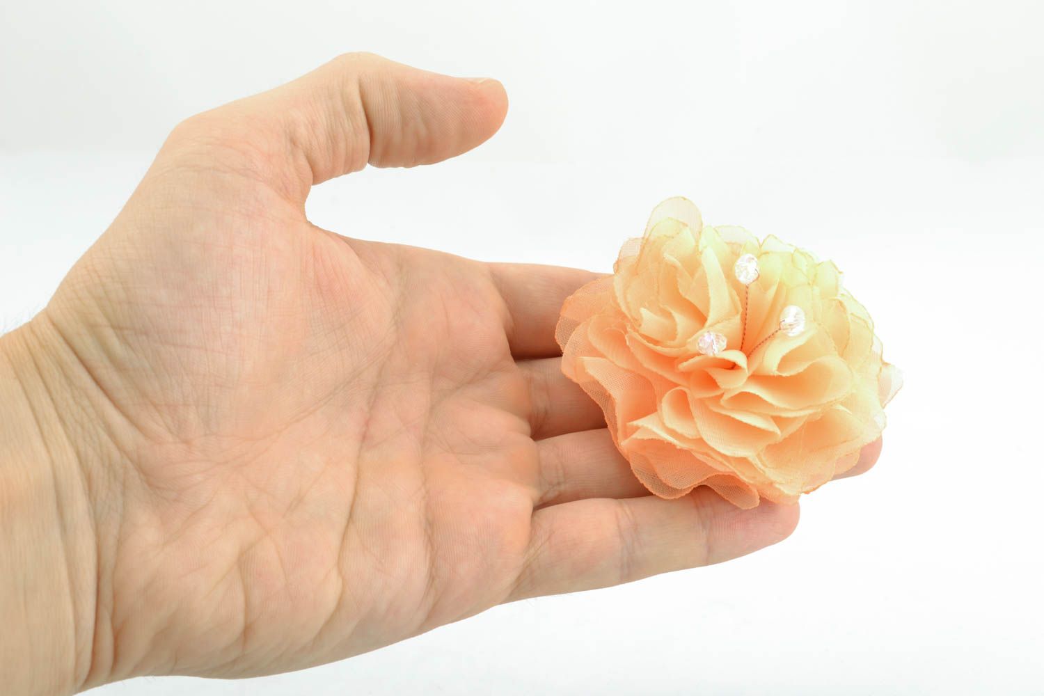 Barrette à cheveux en tissu fleur faite main photo 5