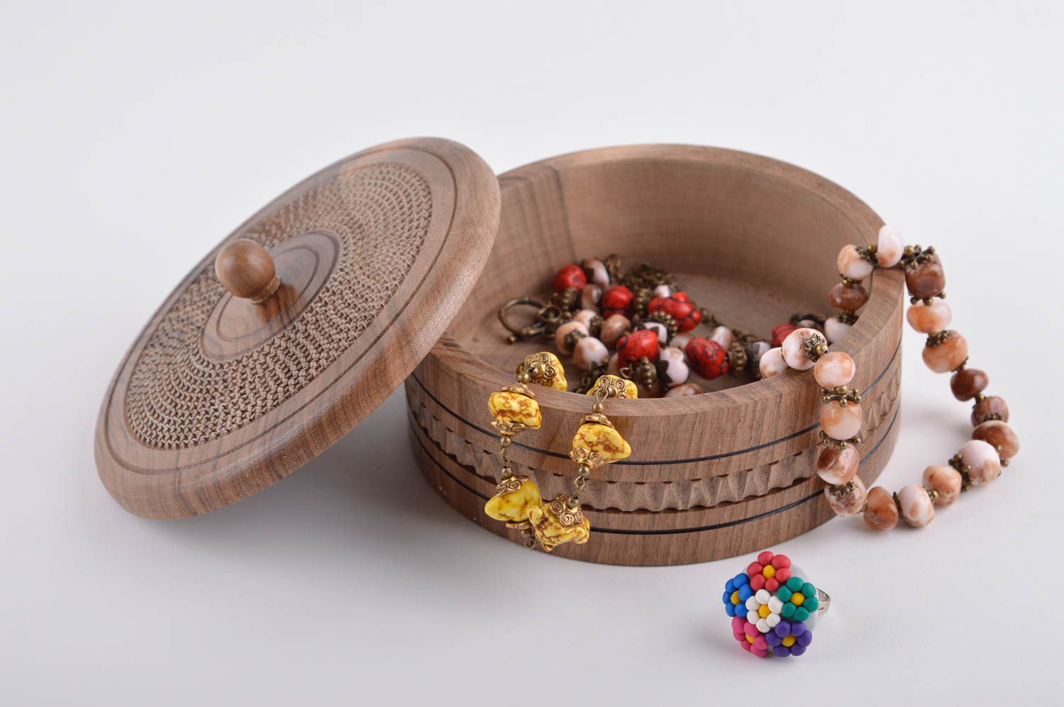 Caja decorativa hecha a mano para joyas cofre de madera regalo original foto 1