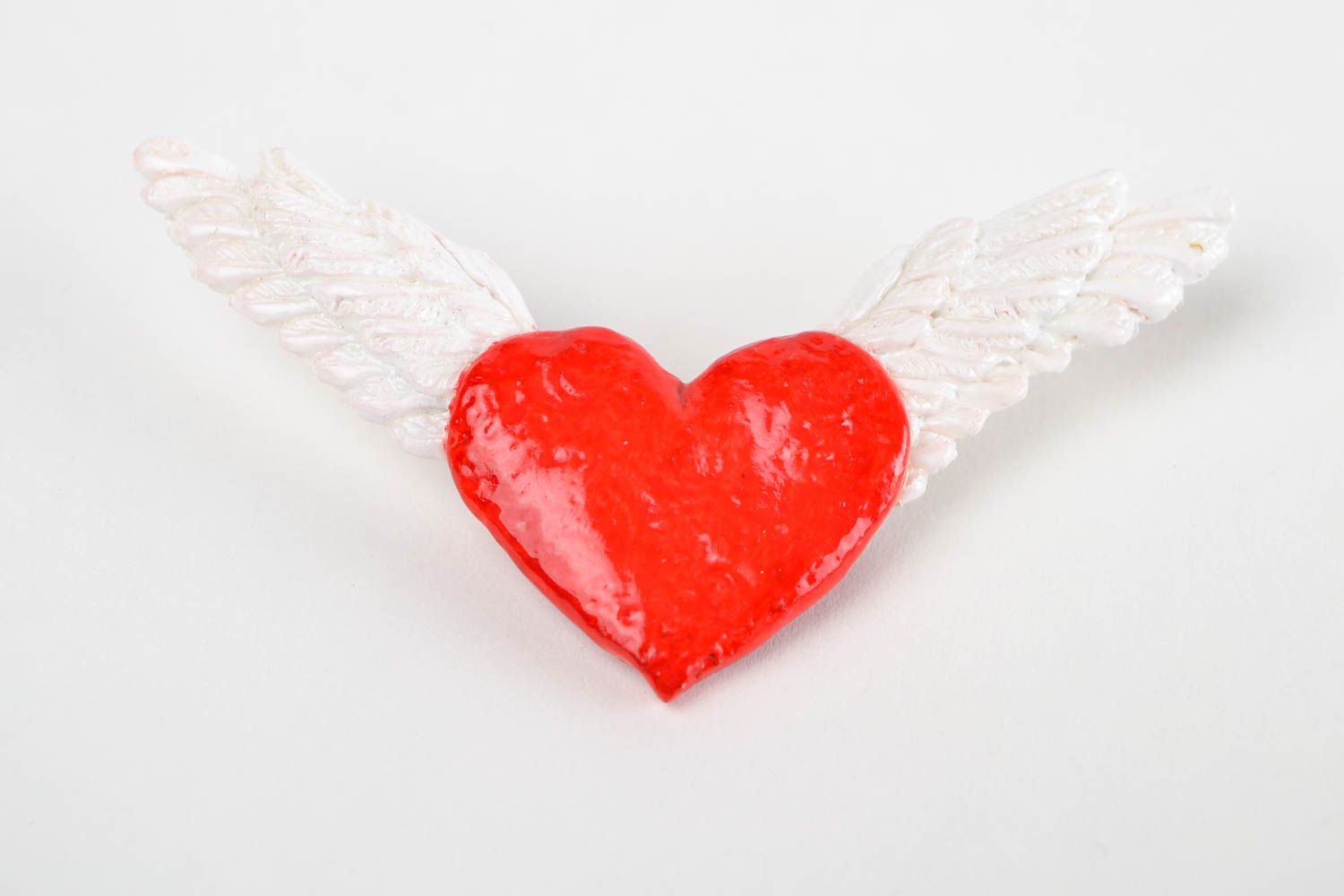 Broche de arcilla polimérica broche artesanal regalo original corazón con alas foto 3