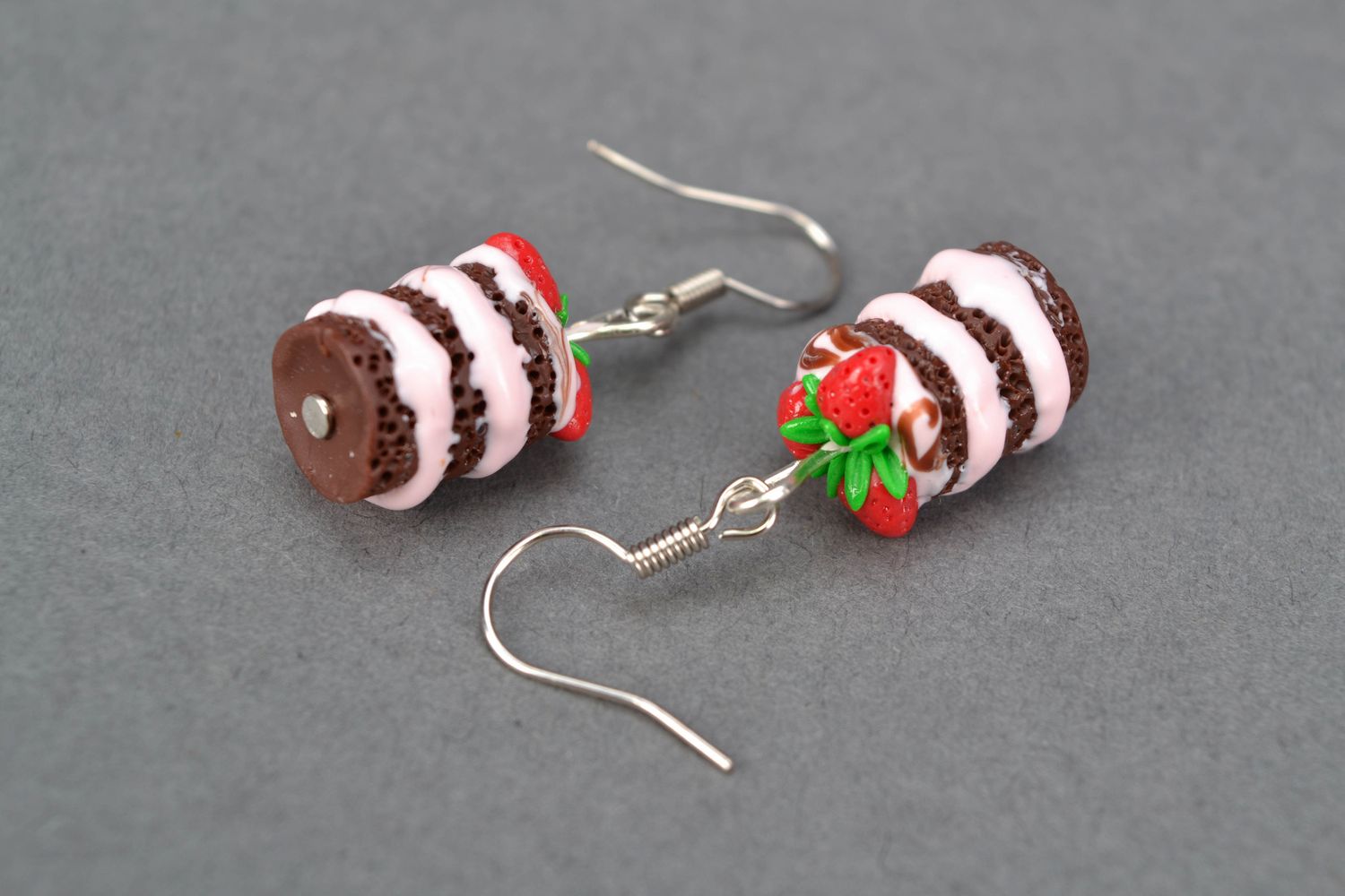 Polymer clay earrings in the shape of cakes photo 3