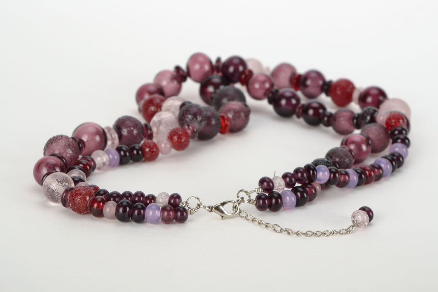 Lampwork glass beaded necklace photo 5