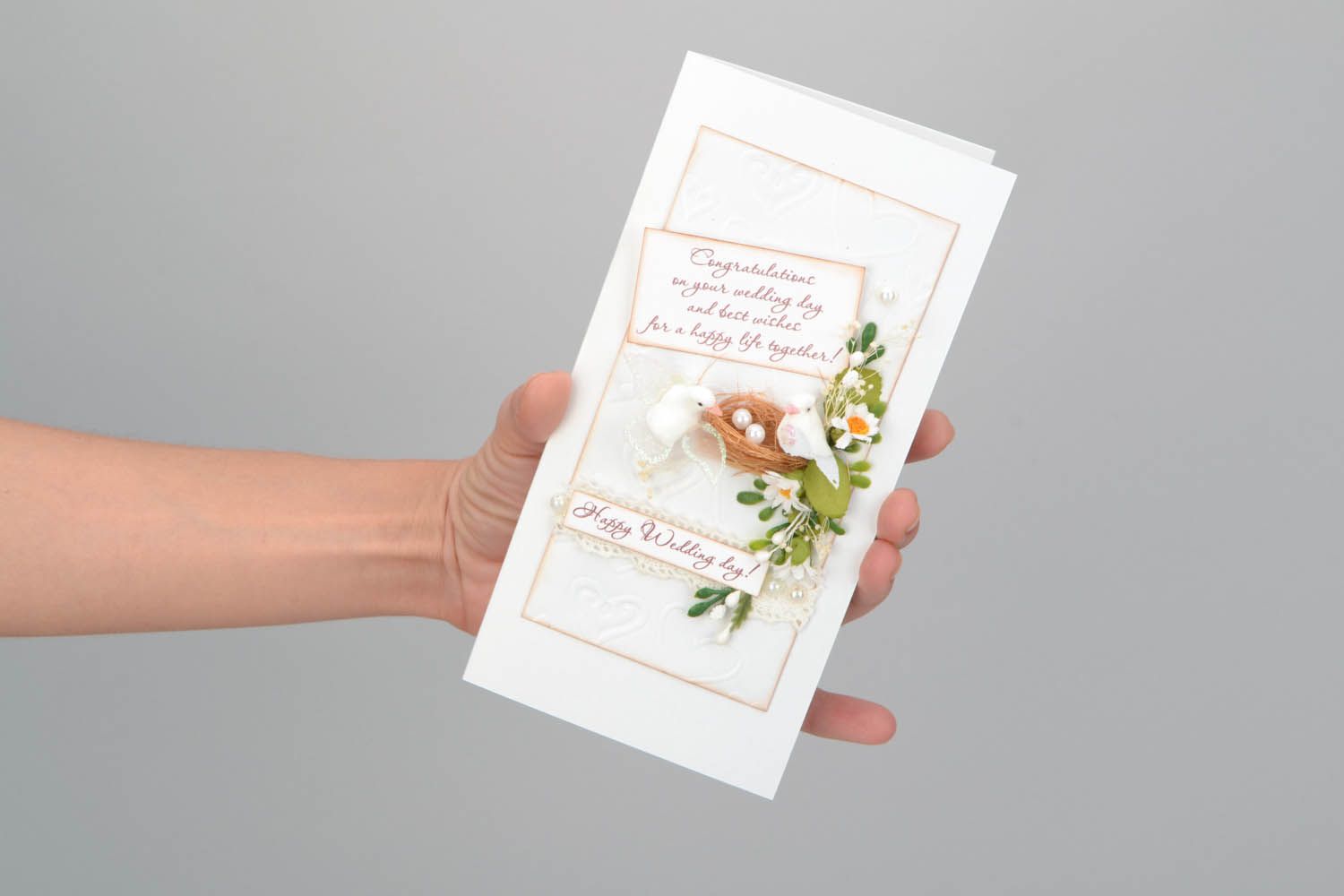 Carte de vœux artisanale pour mariage faite main photo 2