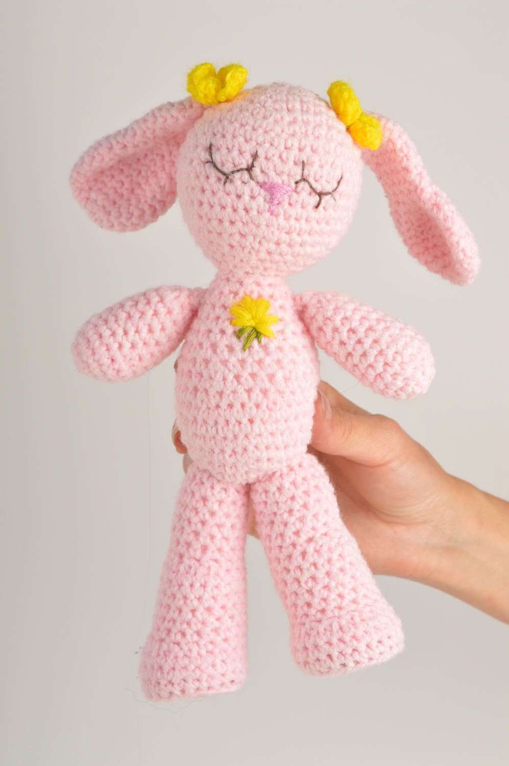 Мягкая игрушка ручной работы игрушка заяц розовыйй маленькая детская игрушка фото 2