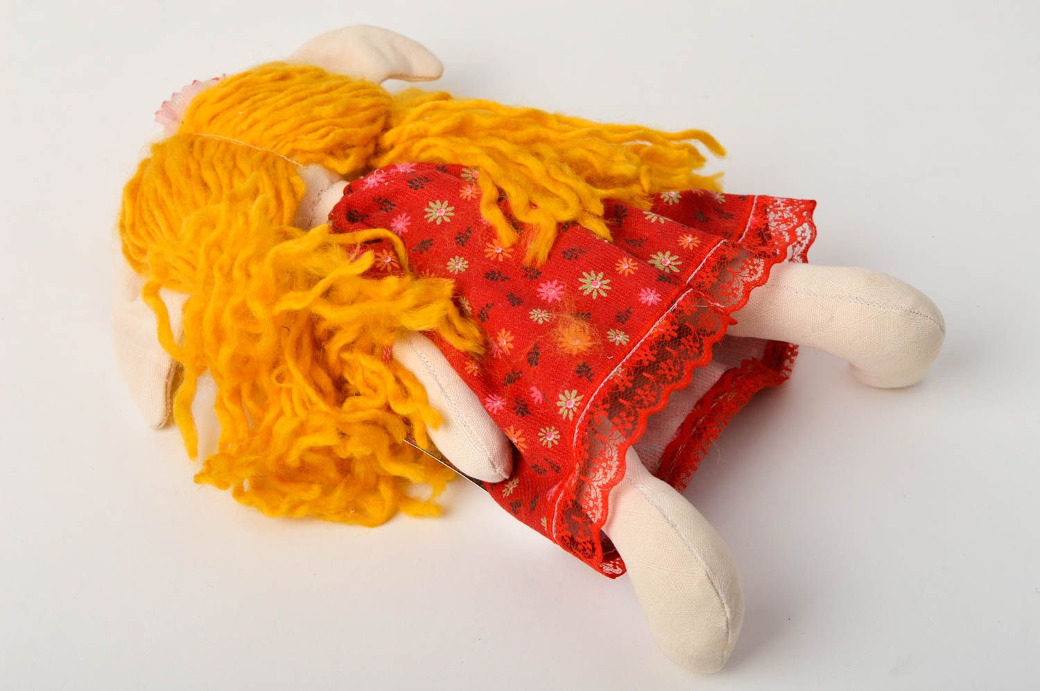Deko Puppe handgefertigt Kinderzimmer Deko Kinder Geschenk in Gelb Rot foto 5
