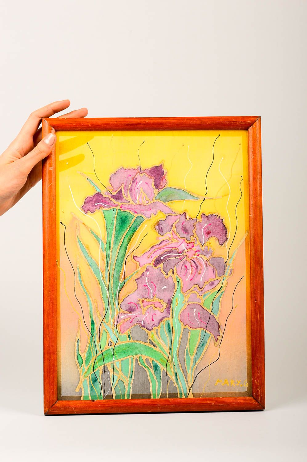Handmade Deko Bild Wandbild Blumen Geschenkidee für Frau Schwertlilien schön foto 1