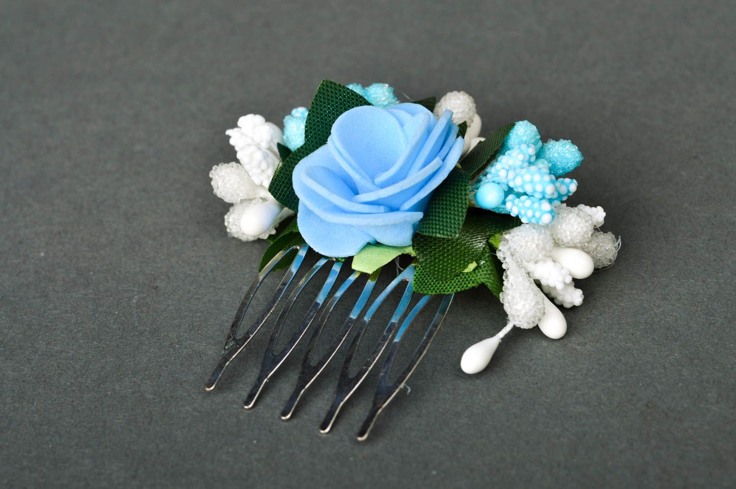 Friseur Kamm handgemachter Haarkamm mit Blumen feines Accessoires für Haare foto 2