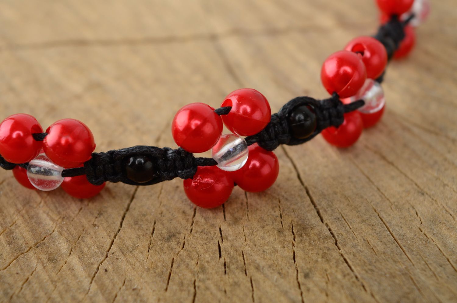 Macrame headband-necklace with ceramic beads  photo 2
