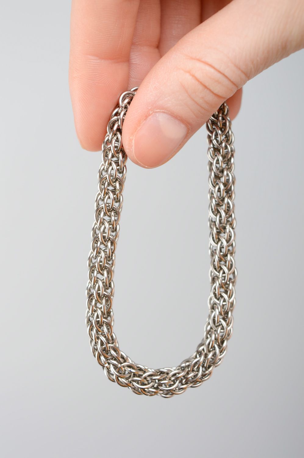 Unusual women's chainmail metal bracelet photo 3