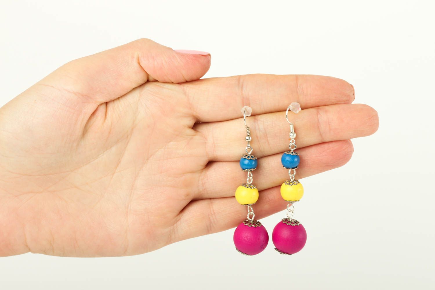 Handmade wooden earrings colorful earrings wooden accessories fashion jewlery photo 5