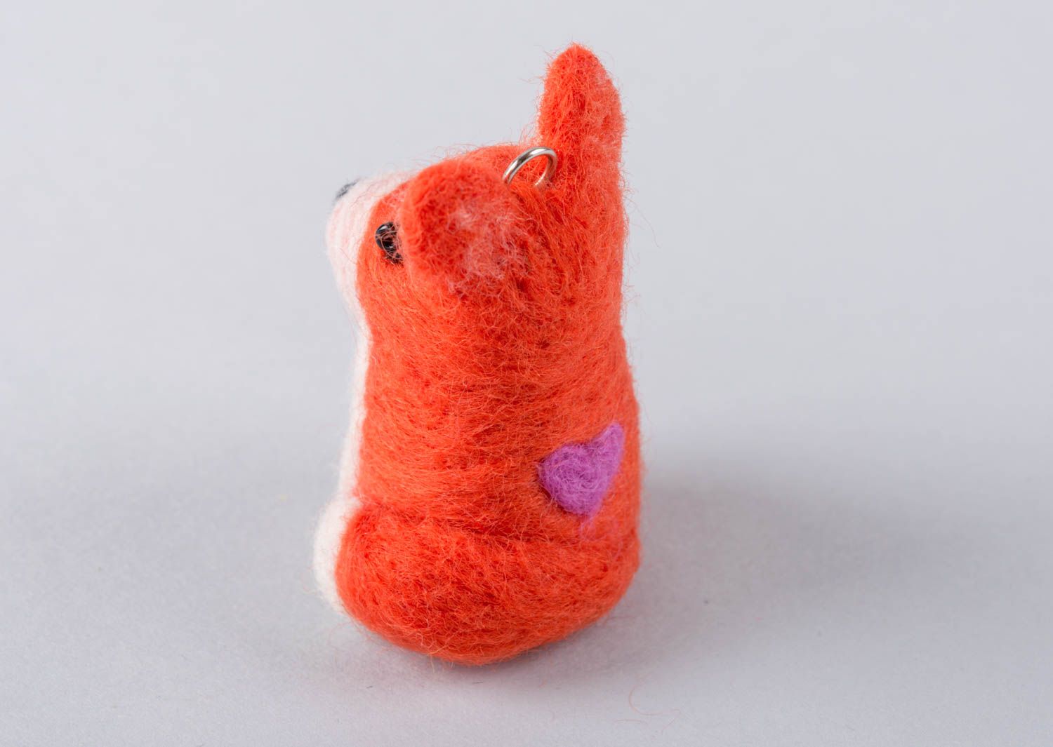Handmade petite fox figurine designer wool felted toy present key chain pendant photo 3