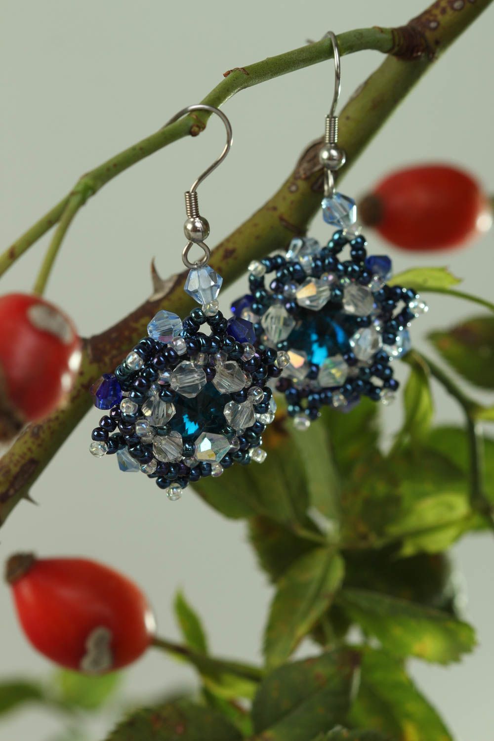 Handmade stylish earrings beaded interesting jewelry cute unusual jewelry photo 1