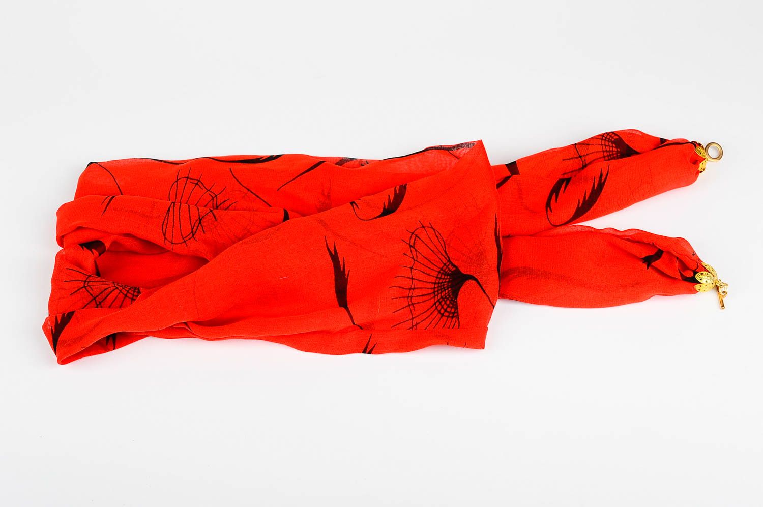 Шарф ручной работы женский шарф легкий шифоновый шарф красный яркий красивый фото 4