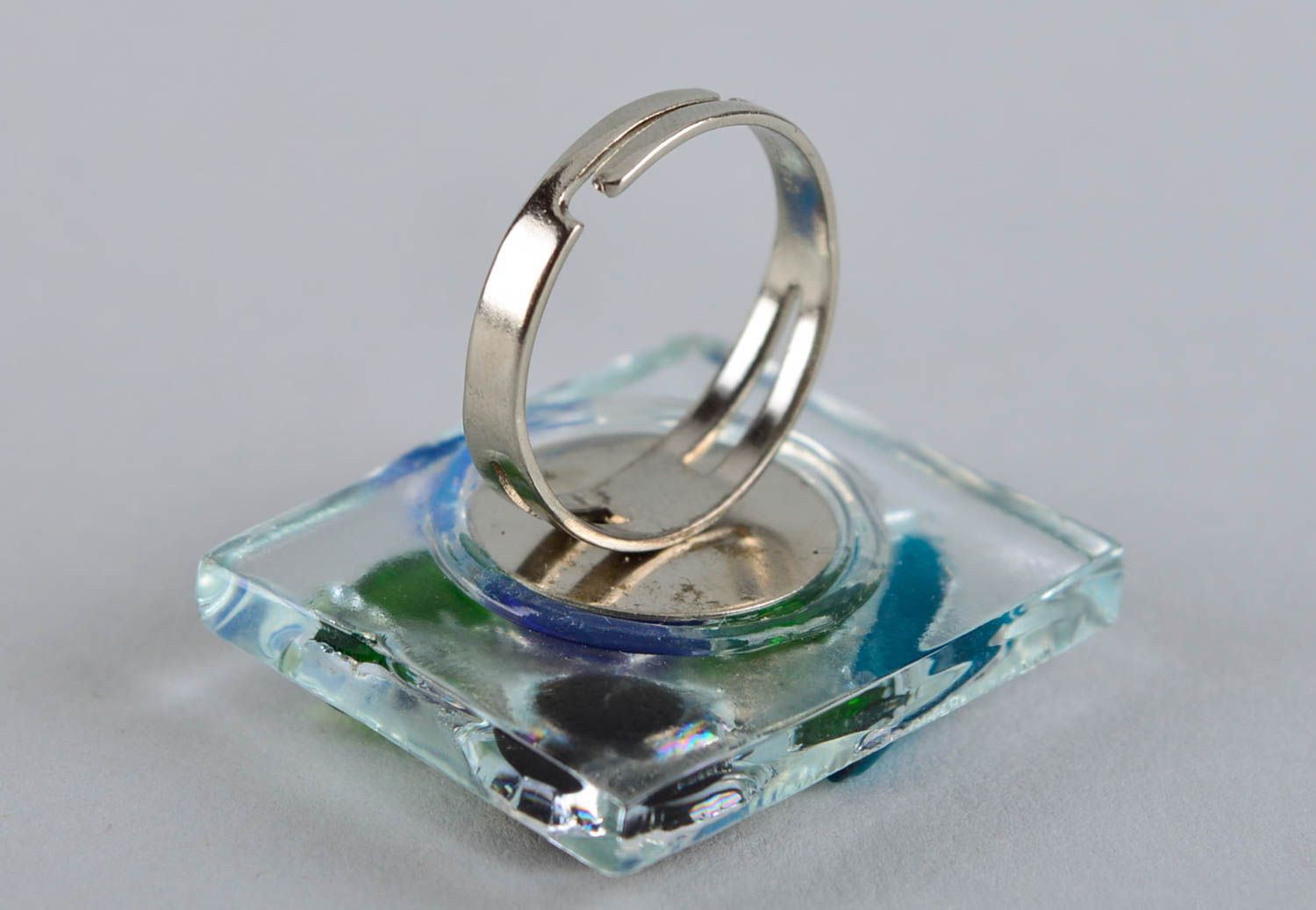 Кольцо из стекла кольцо ручной работы бижутерия из стекла модный подарок фото 5