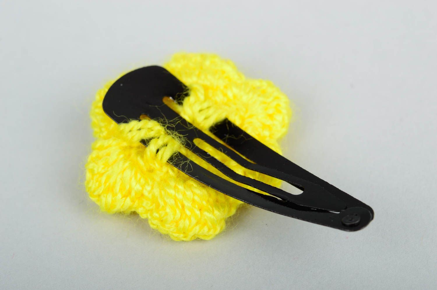Handmade Kinder Haarspange Haarklemme Blume Häkel Accessoire schön gelb foto 3