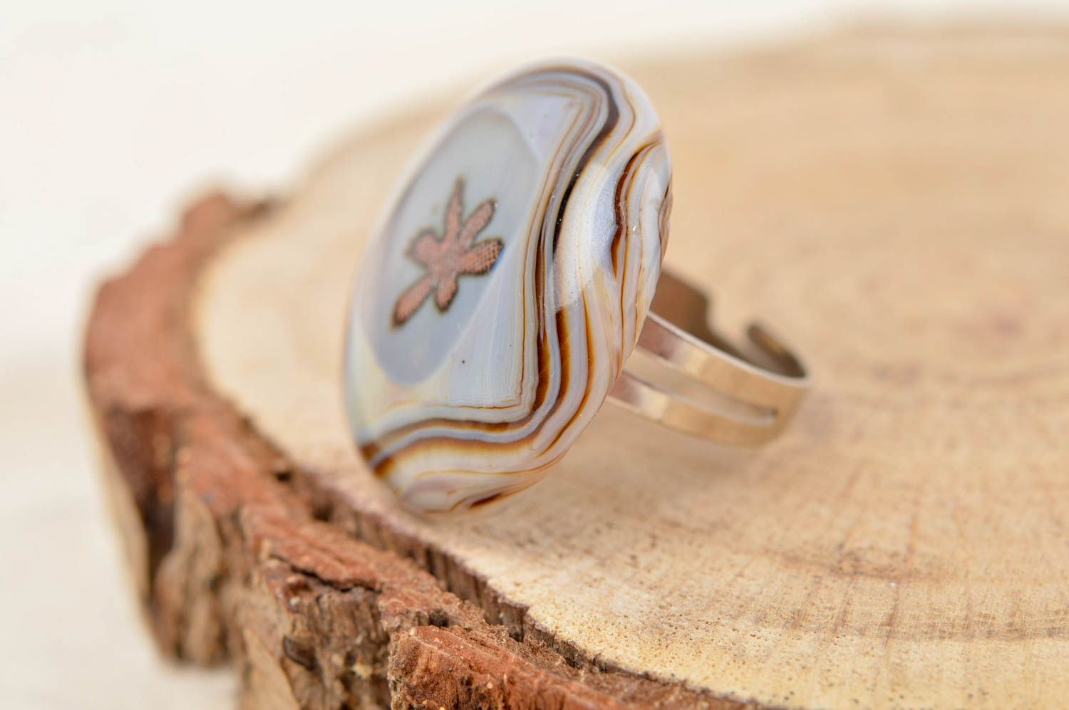 Handmade unusual glass ring stylish designer ring gift beautiful jewelry photo 1