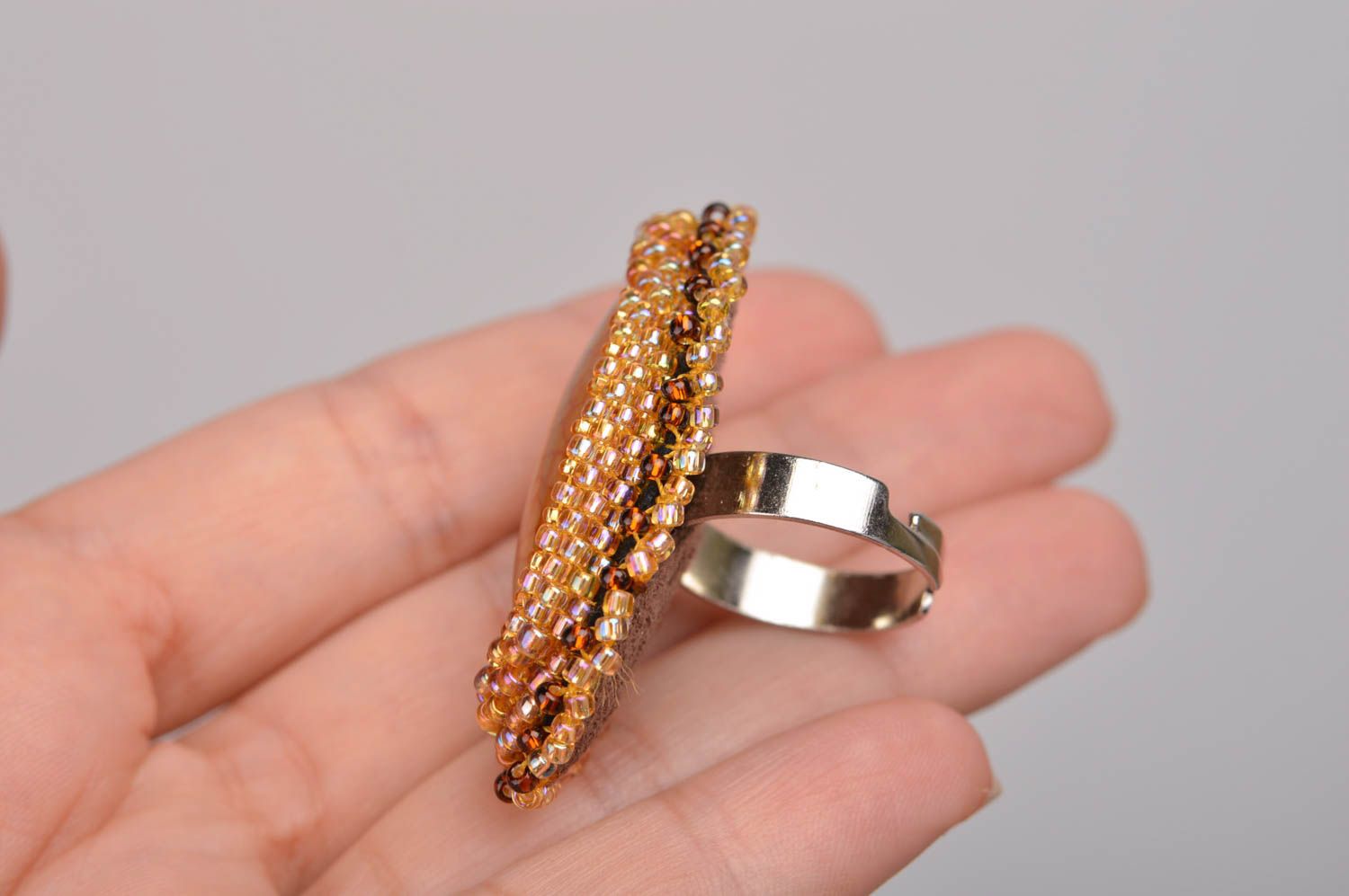 Ring Damen Achat Ring handmade Ring Schmuck Mode Accessoires in Gelb groß foto 2