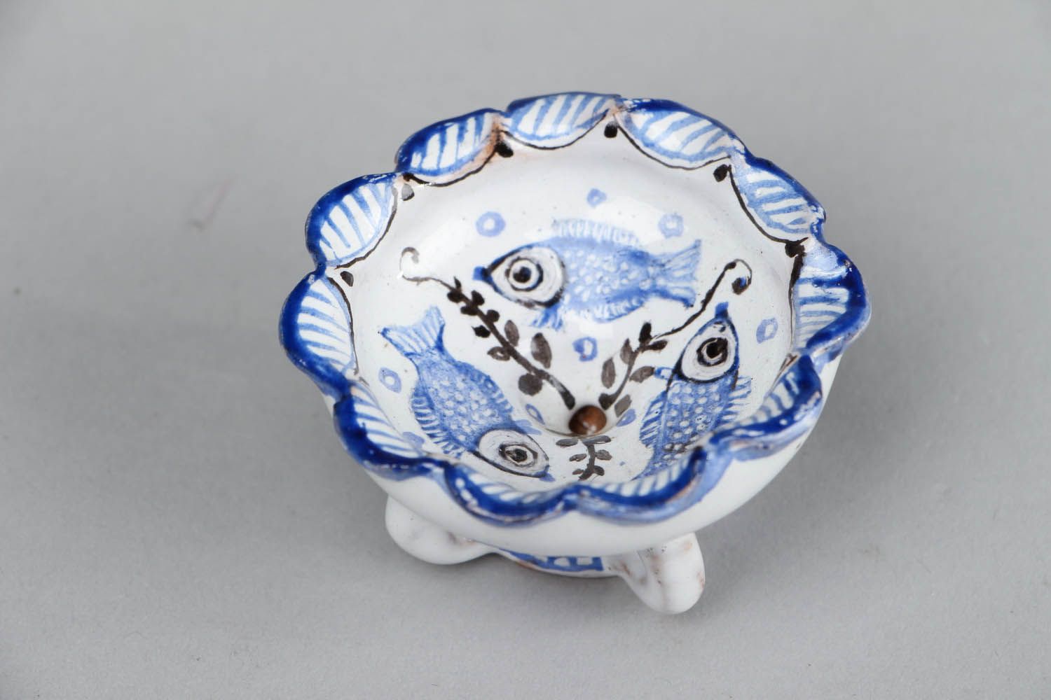 Joli petit vase en céramique bleu fait main photo 2