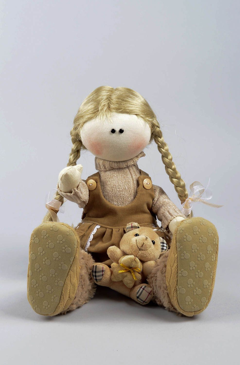 Stylish handmade rag doll unusual soft toy beautiful childrens toys gift ideas photo 4