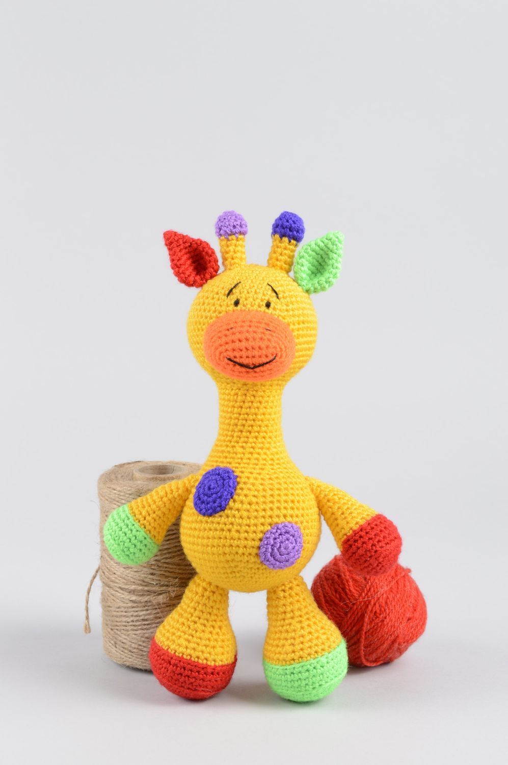 Handmade Häkel Kuscheltier Spielzeug Giraffe Designer Geschenk aus Acryl gelb foto 1