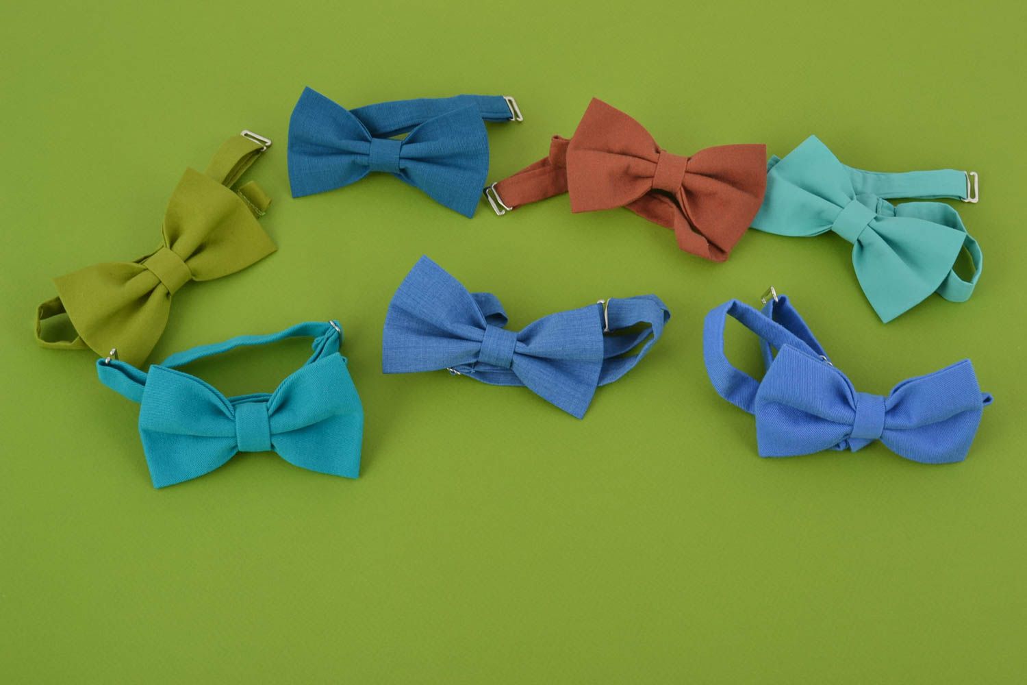 Set of 7 handmade designer textile bow ties for men and women photo 1