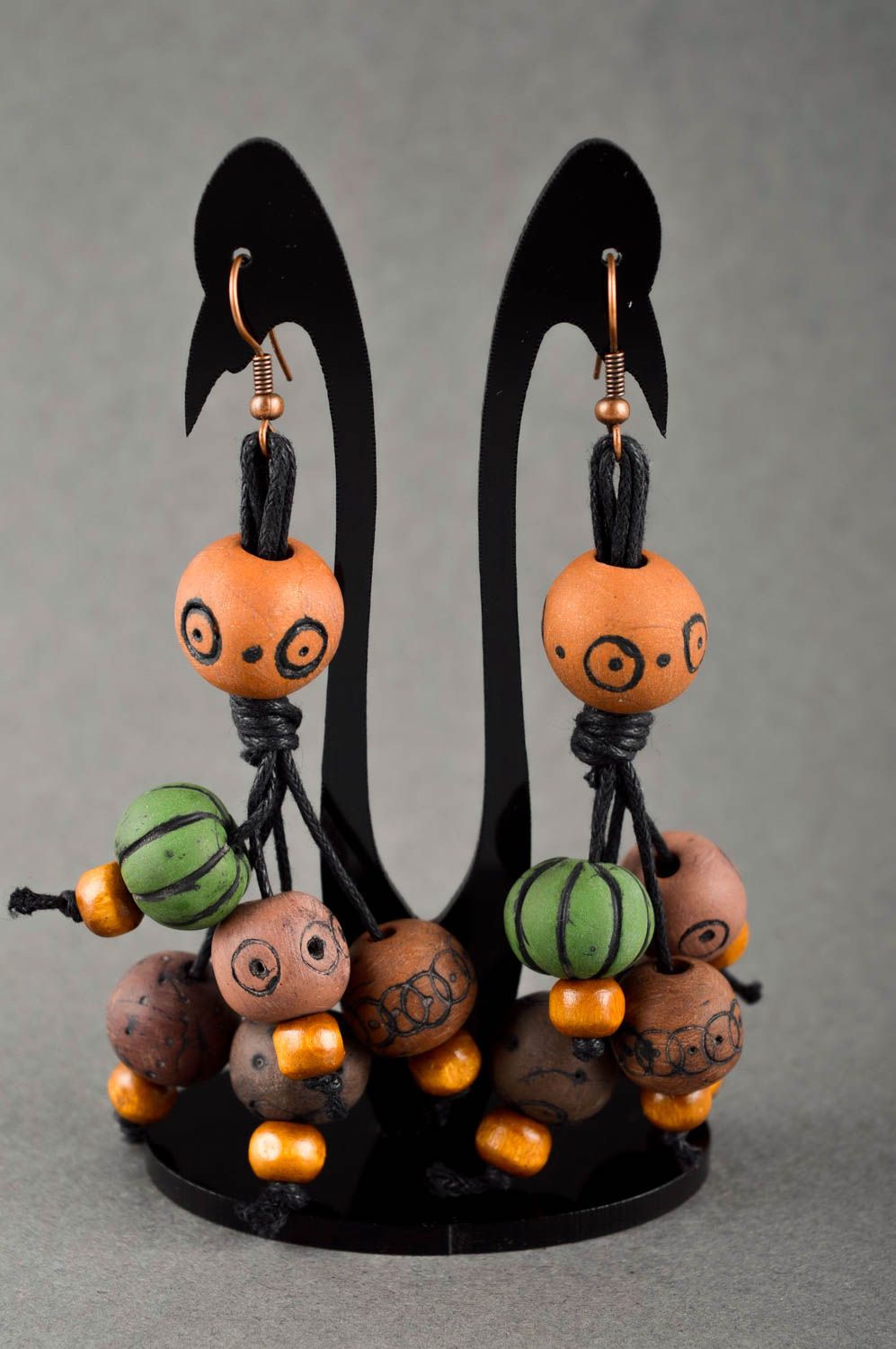 Unusual handmade plastic earrings beaded earrings polymer clay ideas gift ideas photo 1