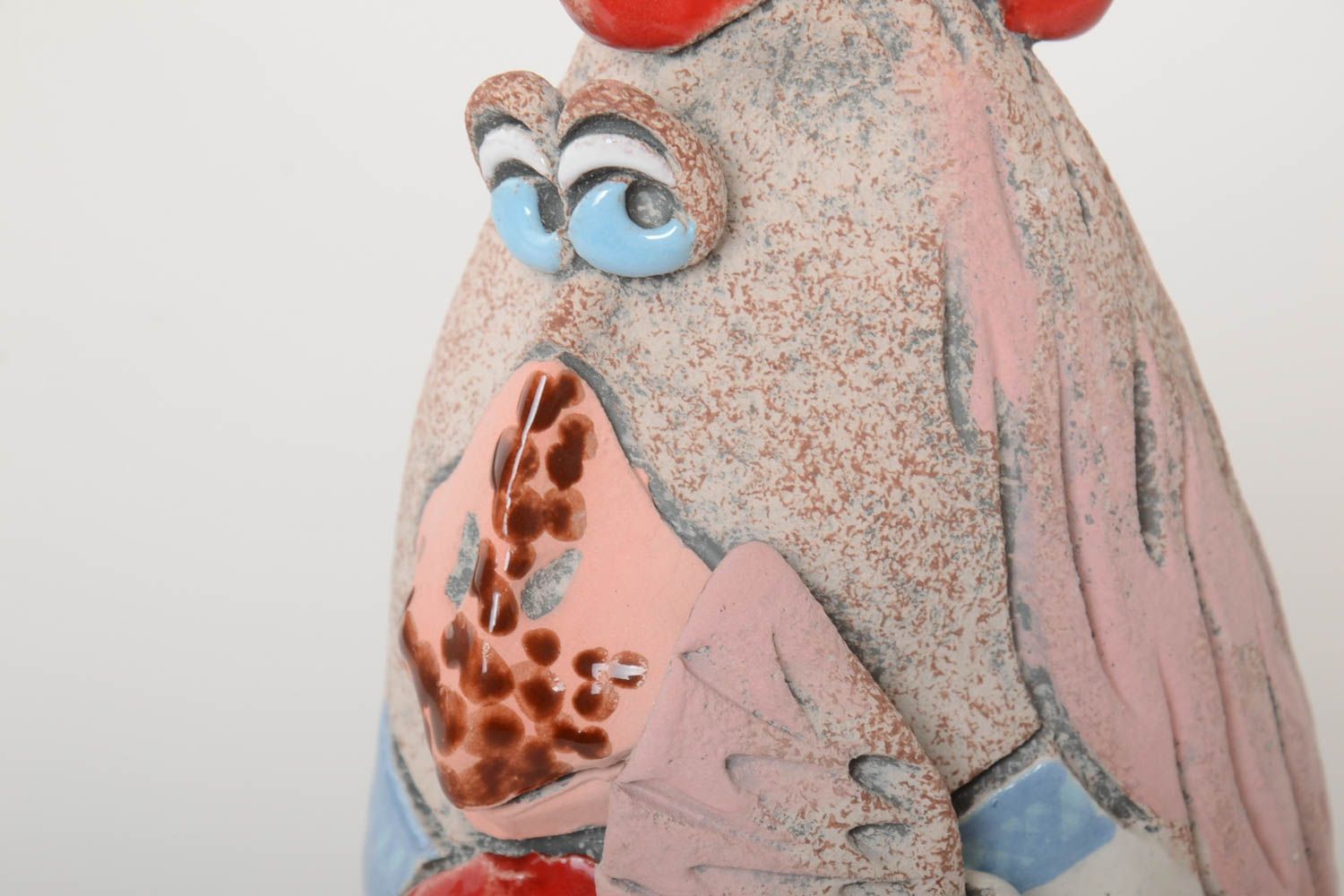 Handmade Keramik Spardose Hahn Geschenk für Kinder originell Haus Deko aus Ton foto 3