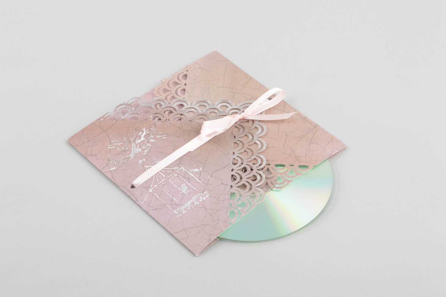 Handmade Papier CD Hülle originelles Geschenk CD Schutzhülle mit Band braun foto 4