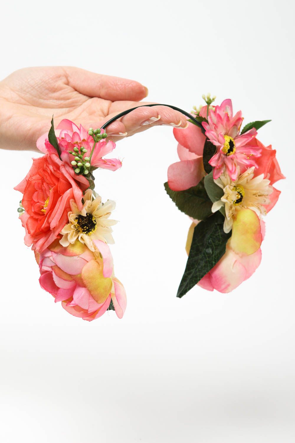 Serre-tête fleurs Bijou fait main en métal design cadeau Accessoire cheveux photo 5