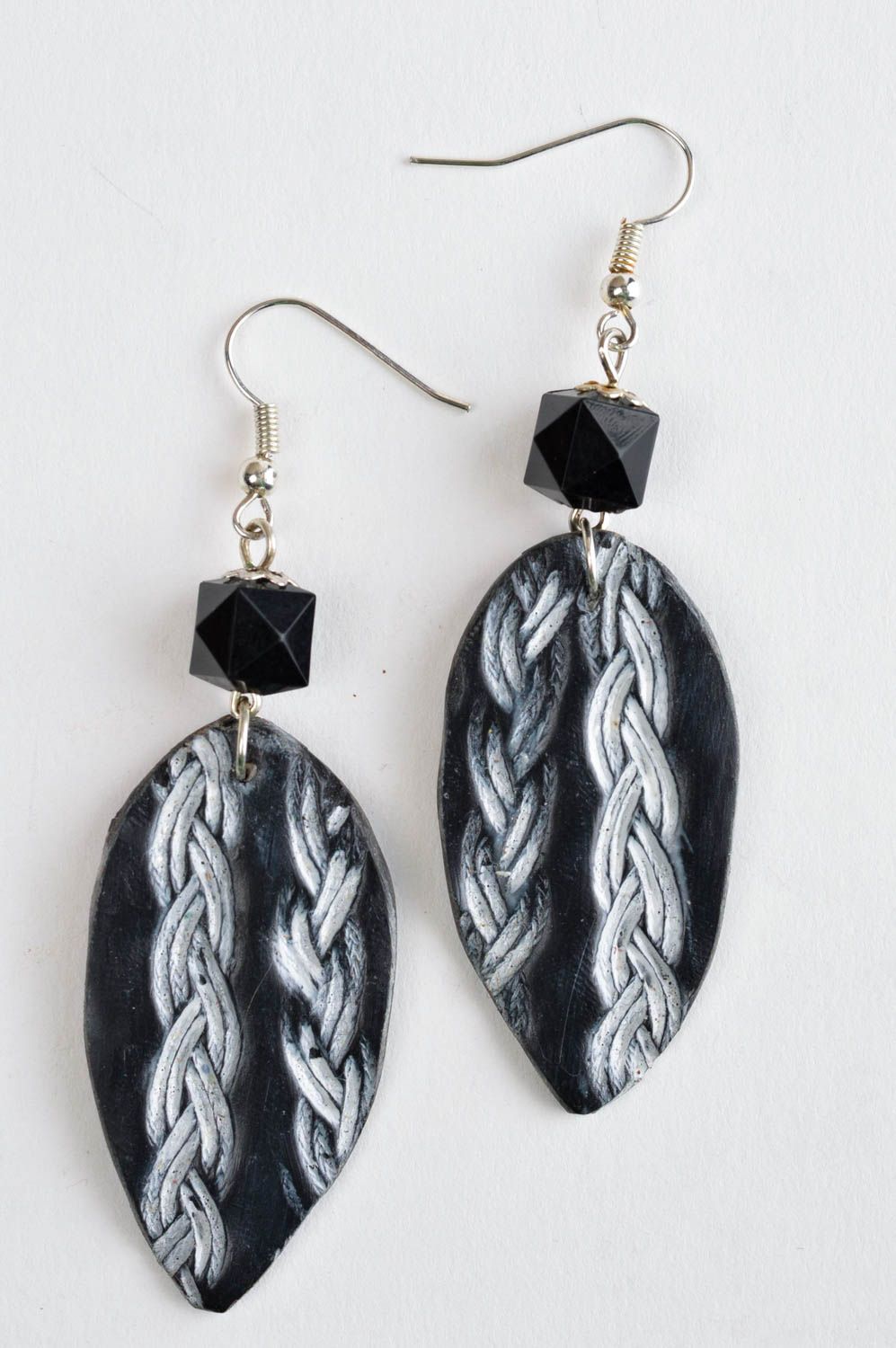 Handmade designer black earrings elegant stylish earrings unusual accessory photo 2