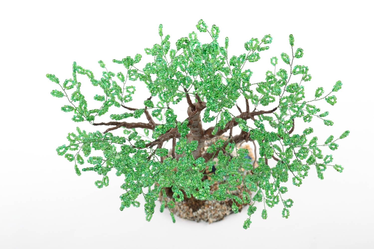 Handmade decorative small beaded bonsai tree with swing and dog figurine photo 4