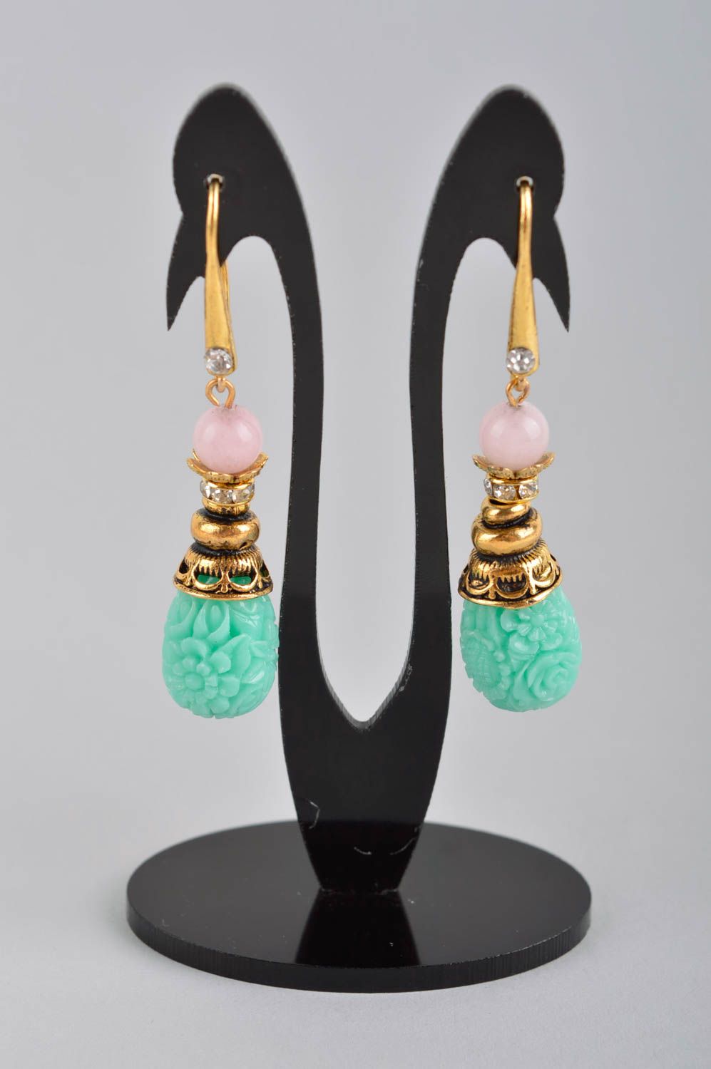 Coral earrings handmade jewelry dangling earrings fashion accessories photo 2