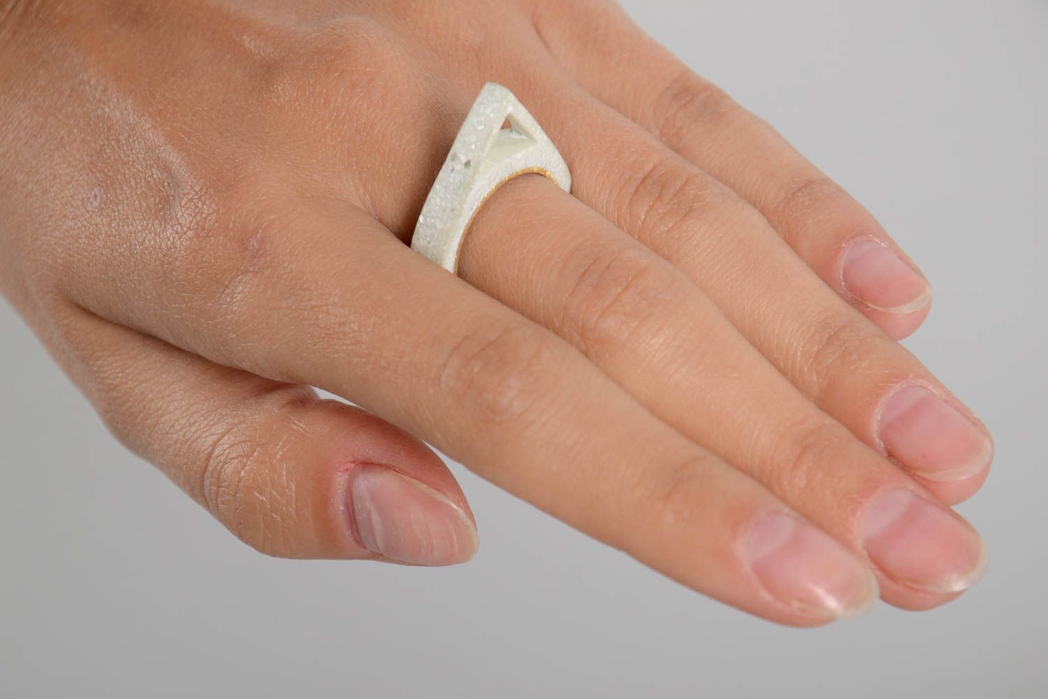 Стильное кольцо ручной работы массивное украшение женское кольцо бетонное фото 2