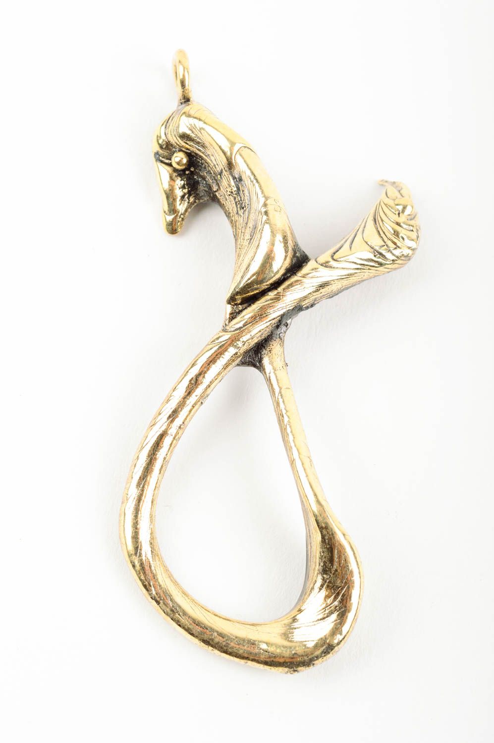 Handmade unusual pendant massive accessories made of brass designer jewelry photo 1