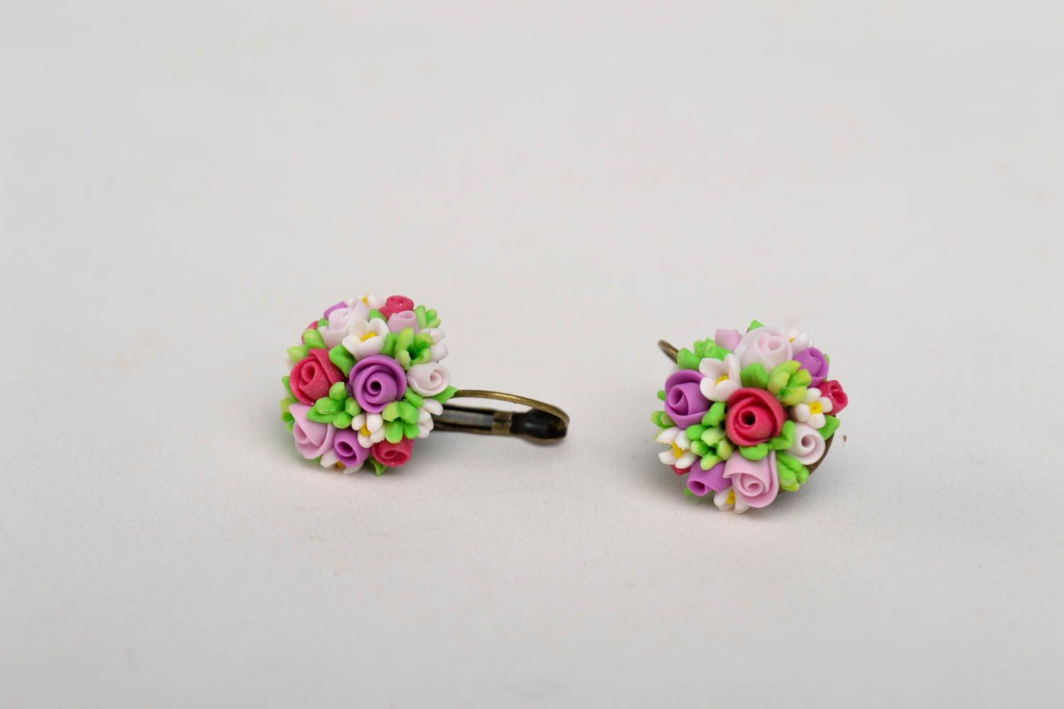 Handmade flower earrings tender spring jewelry unusual elegant earrings photo 2