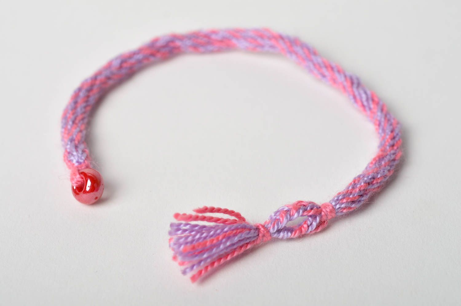 Bracelet textile Bijou fait main rose-mauve Accessoire femme design original photo 2