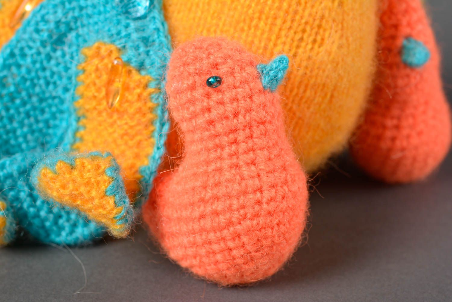Handmade Strick Kuscheltier Spielzeug Vogel Geschenkidee für Kinder Feuervogel foto 4