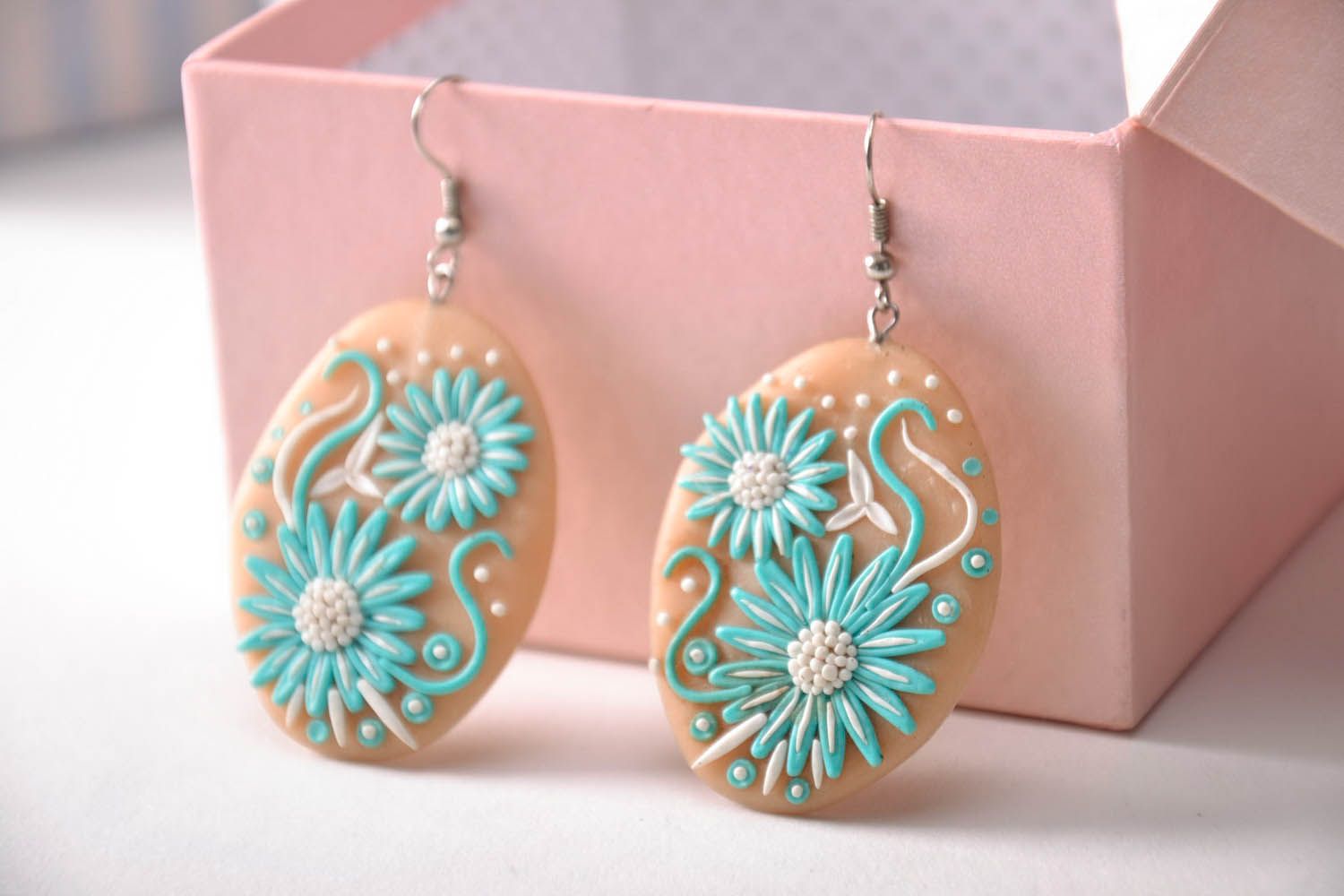 Filigree Earrings Made of Polymer Clay photo 3
