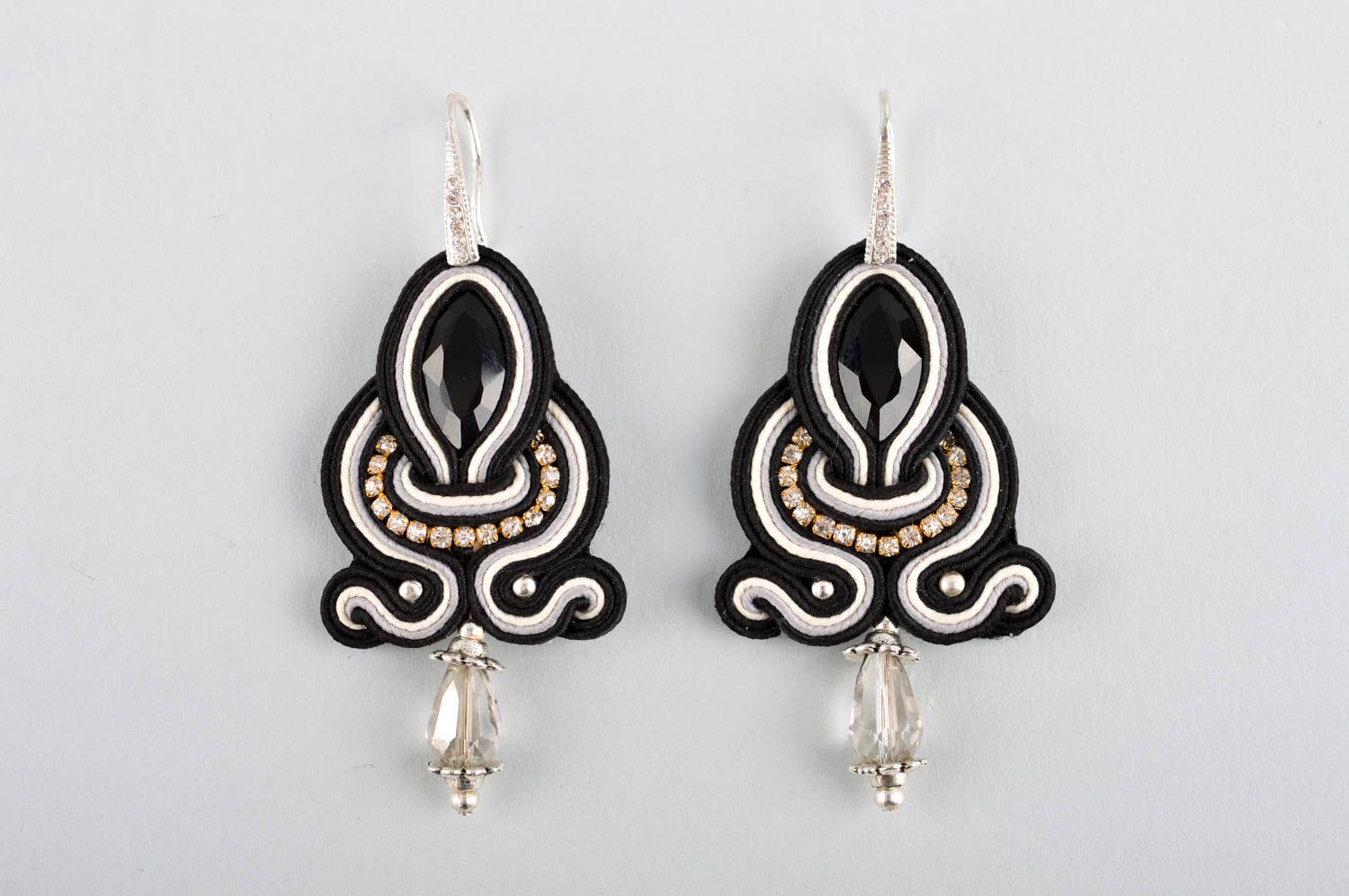 Long handmade soutache earrings textile earrings beaded earrings gifts for her photo 3