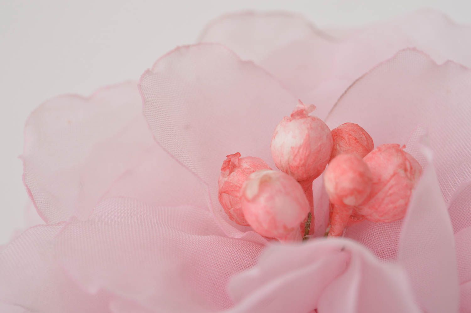 Broche Barrette fleur en satin rose faite main grande Cadeau pour femme photo 4