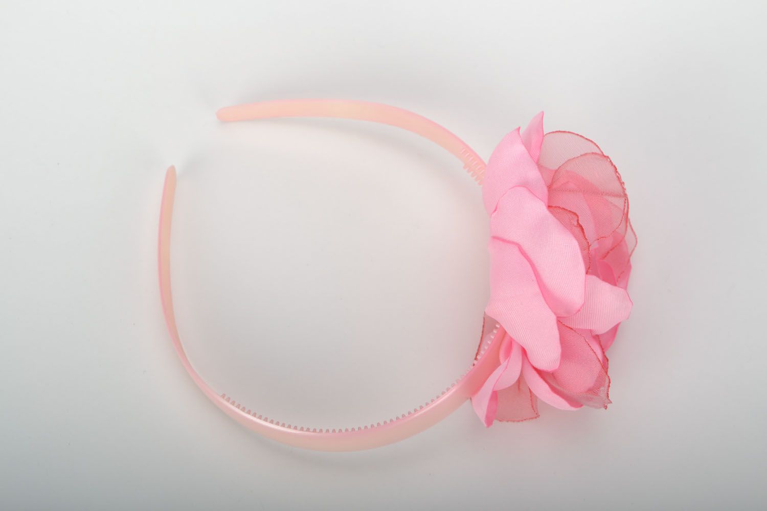 Pink headband with flower photo 3