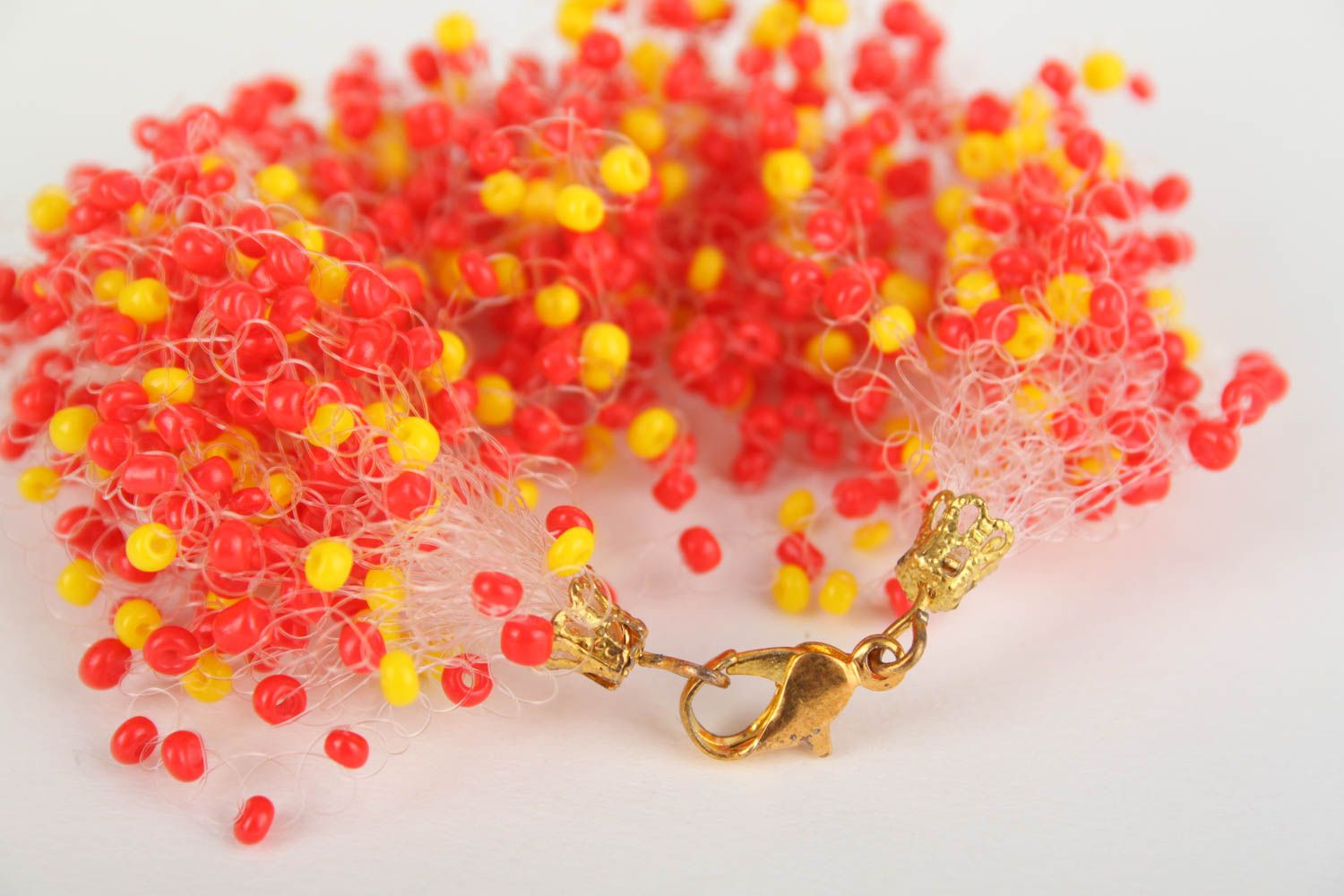 Bracelet perles rocaille Bijou fait main corail design Accessoire femme original photo 2