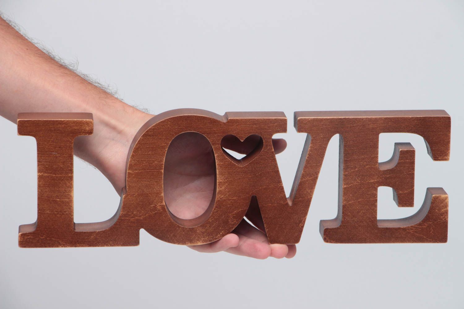 Dark brown handmade decorative wooden chipboard lettering Love photo shoot ideas photo 5
