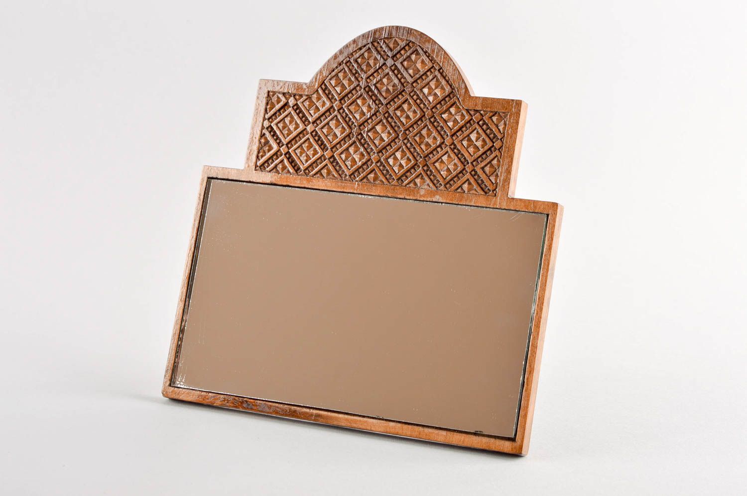 Specchio insolito di legno fatto a mano specchietto originale idee regalo foto 2