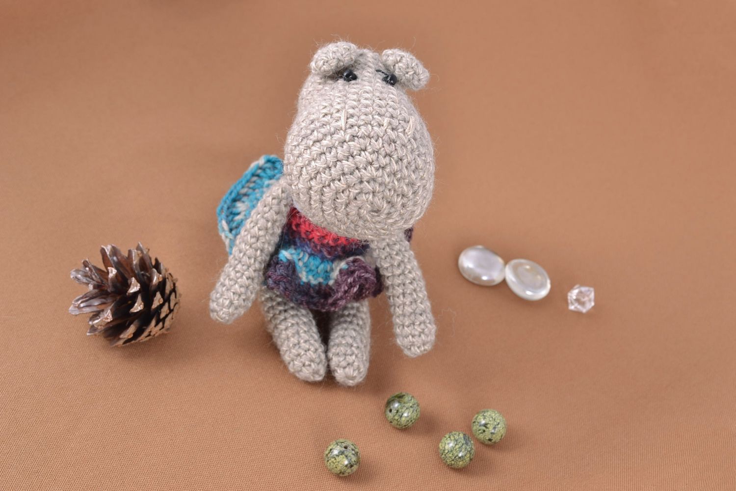 Jouet mou tricoté au crochet animal triste fait main petit cadeau pour enfant photo 1