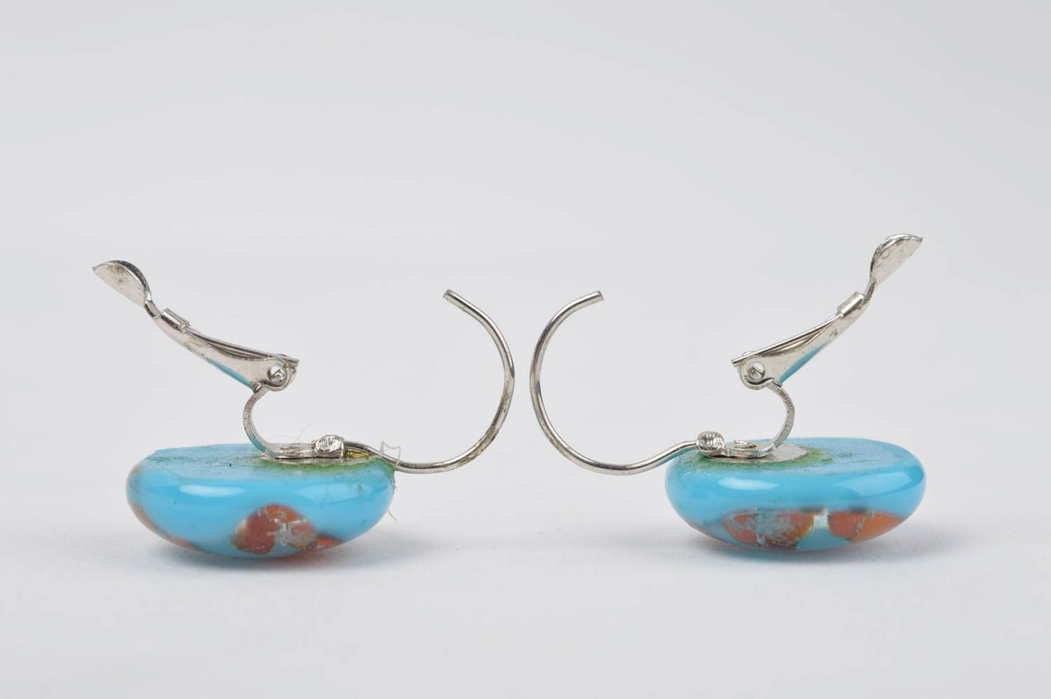 Handmade Glas Ohrringe in Blau Designer Schmuck Accessoire für Frauen Fusing foto 3